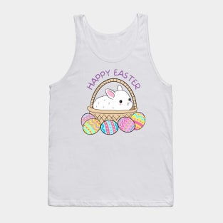 Happy Easter Day Cute Easter bunny in a basket with Easter eggs Tank Top